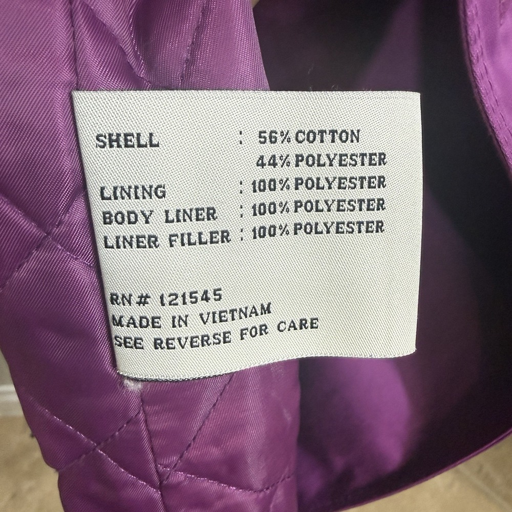 LONDON FOG Trench Coat Purple Grape Jacket With Hoodie & Belt Women Size PM - Picture 7 of 10